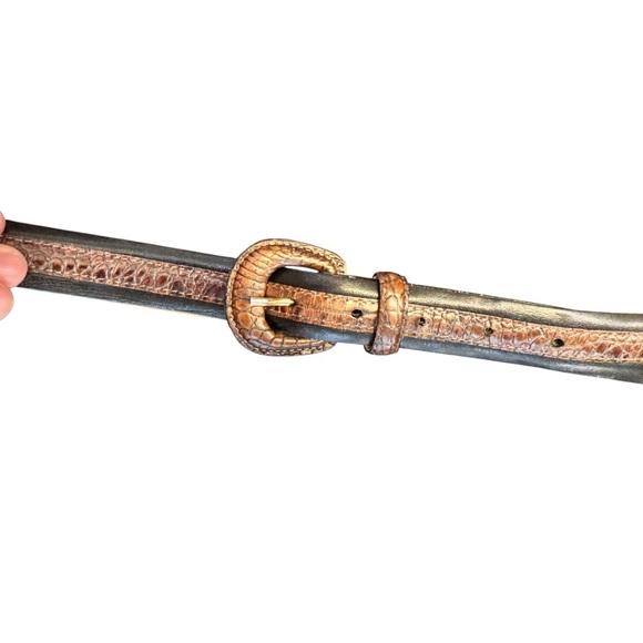 Brahmin Black & Brown Textured Leather Belt - Picture 3 of 5